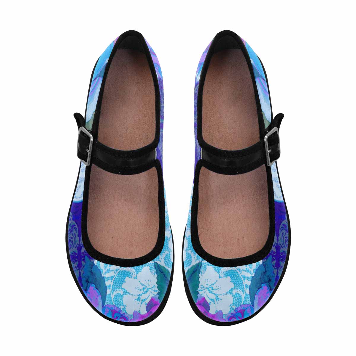 Victorian lace print, cute, vintage style women's Mary Jane shoes, design 20