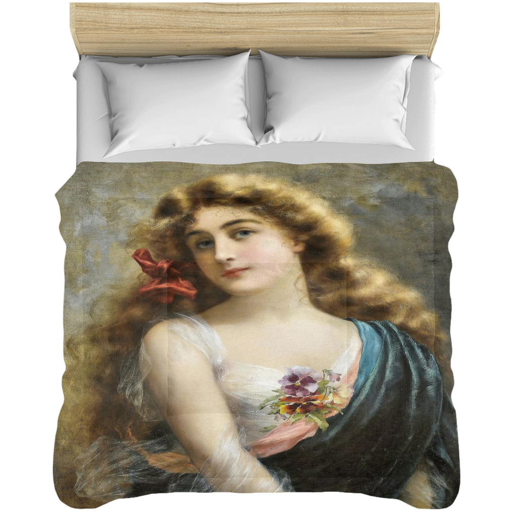Victorian lady design comforter, twin, twin XL, queen or king, An auburn beauty