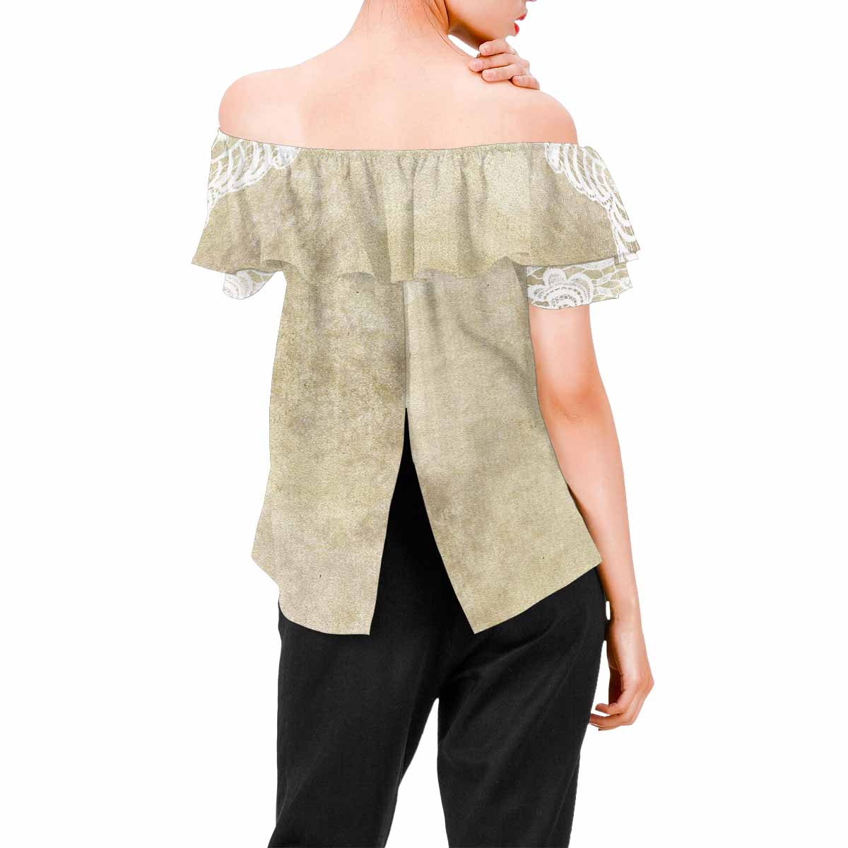 Victorian Lace print Chiffon Blouse, design 28