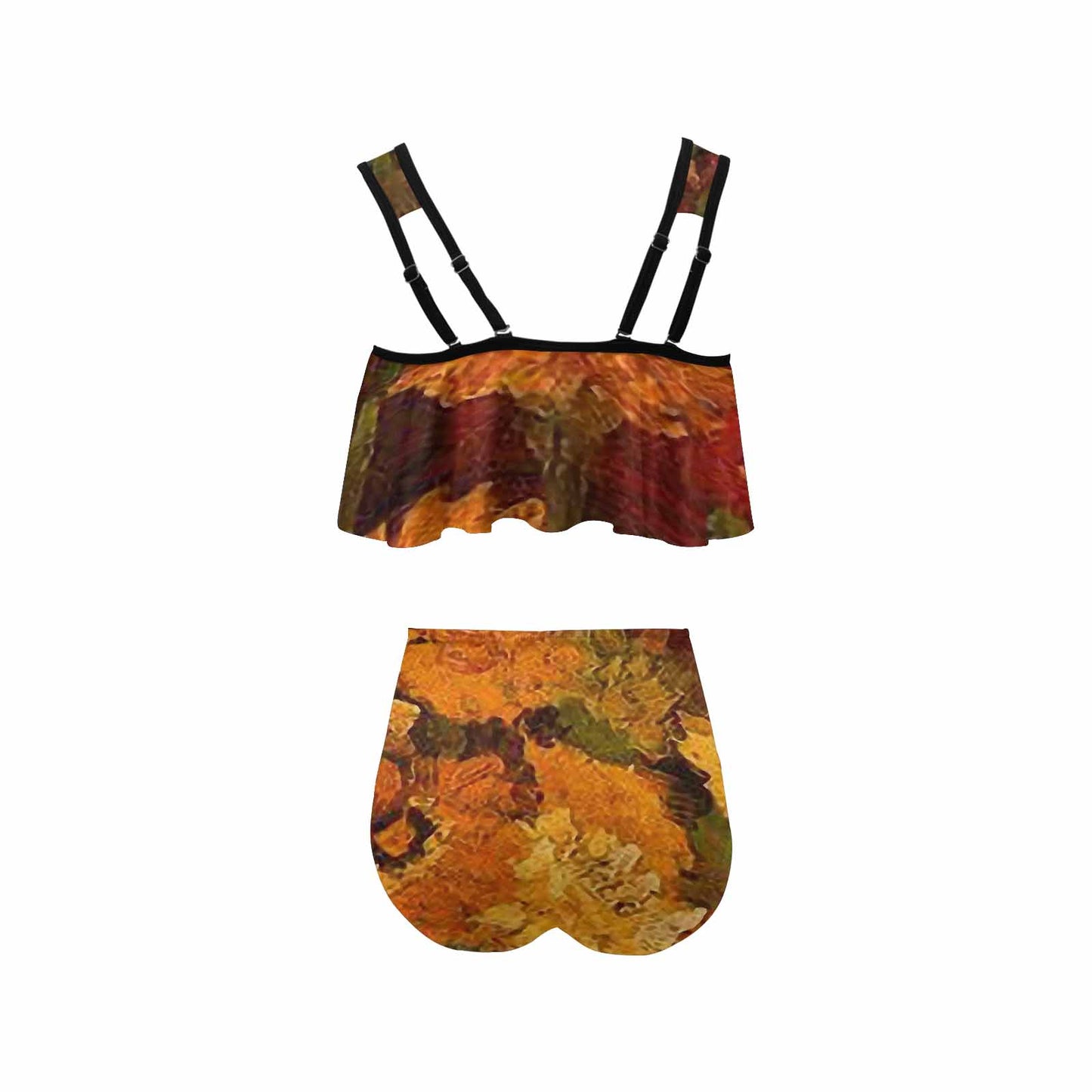 Vintage floral high waisted flounce top bikini, swim wear, Design 31