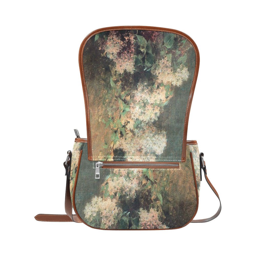 Vintage floral handbag, Design 34 Model 1695341 Saddle Bag/Large (Model 1649)