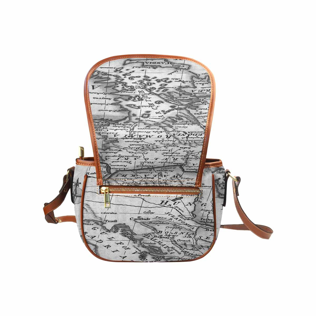 Antique Map design Handbag, saddle bag, Design 20
