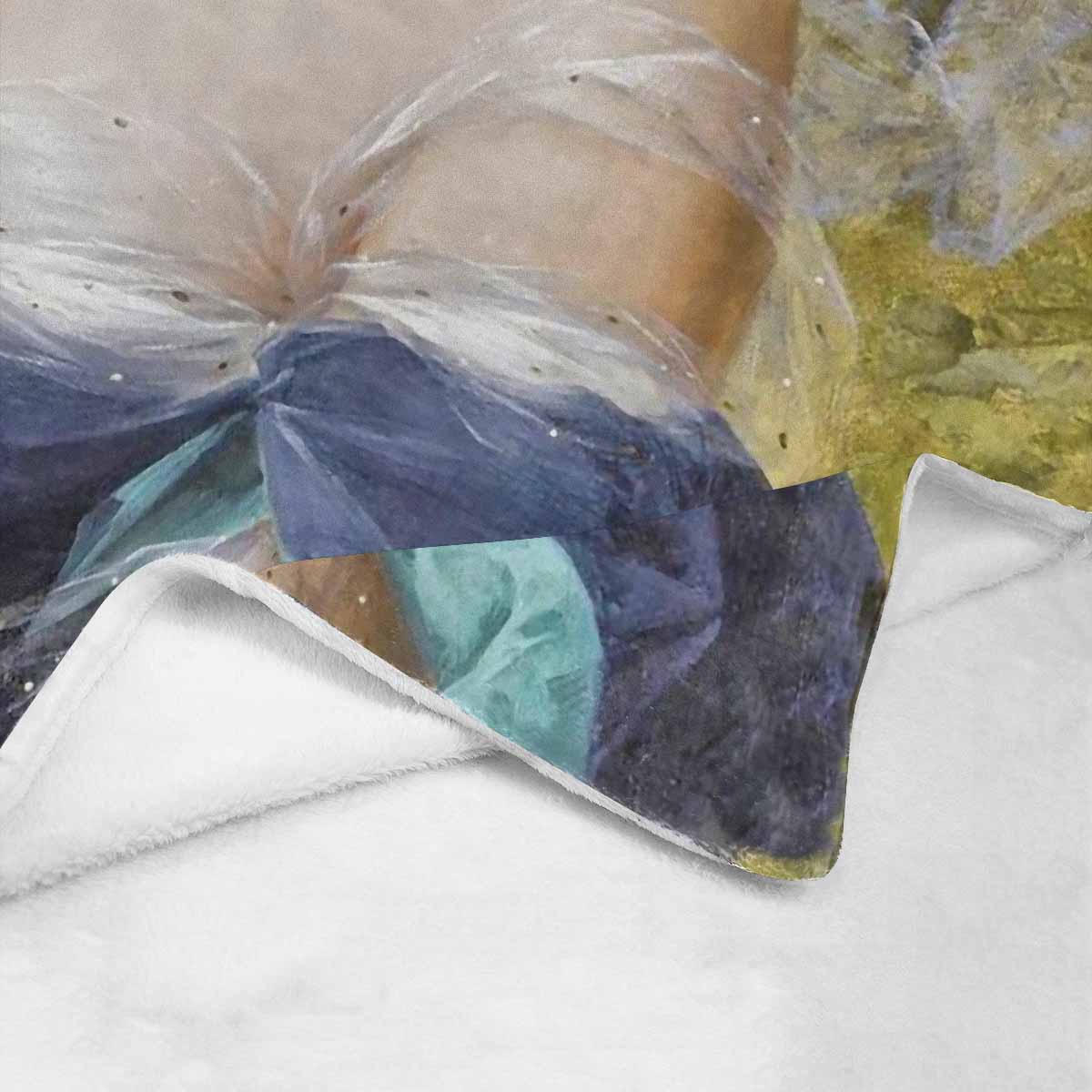 Victorian Lady Design BLANKET, LARGE 60 in x 80 in, Woman With Yellow Rose At Mouth