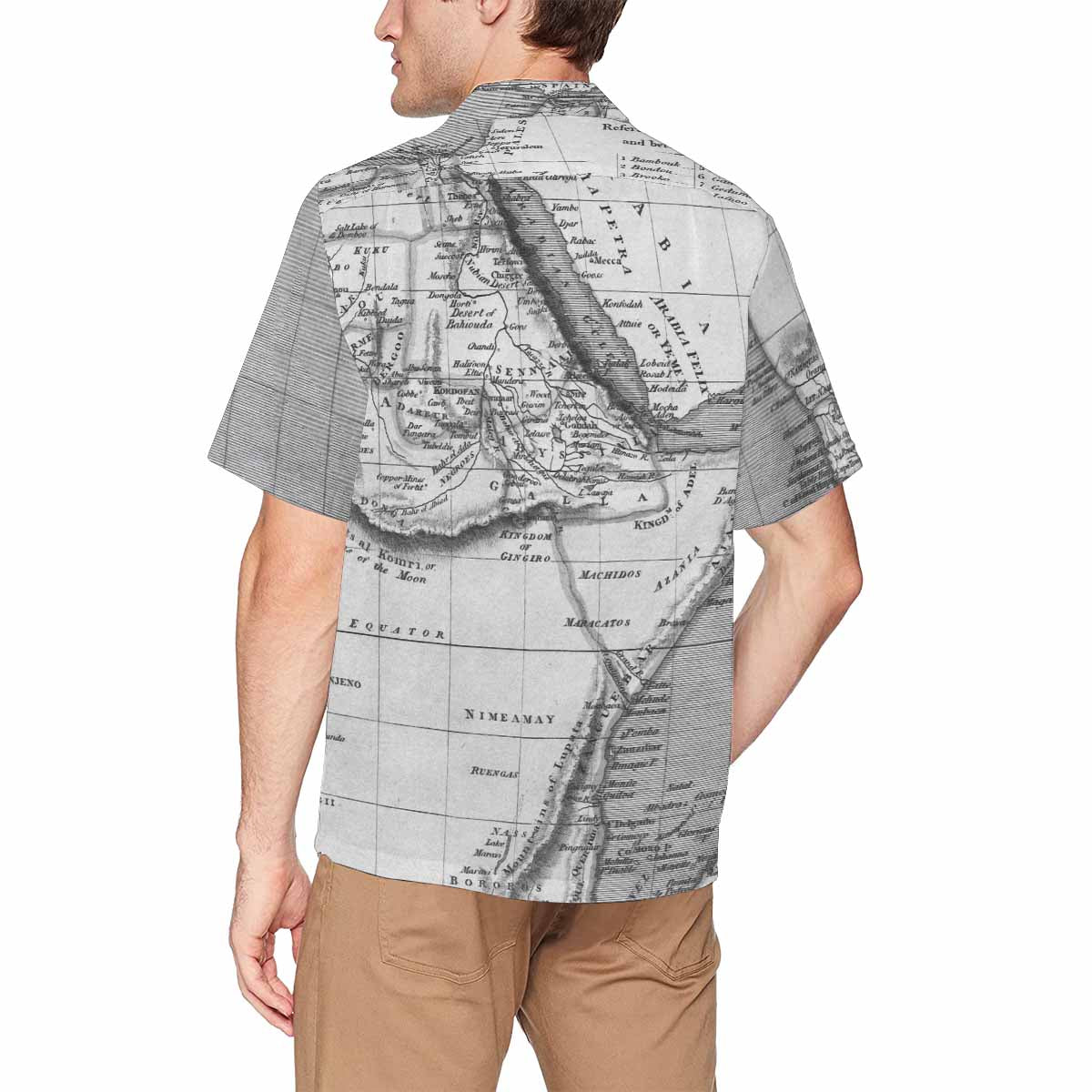 Antique Map design Hawaiian mens shirt, Design 2