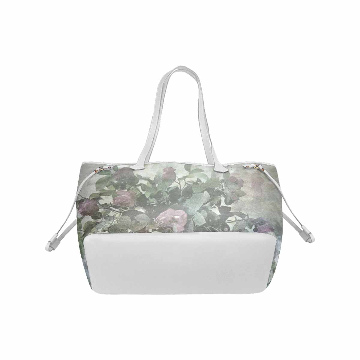 Vintage Floral Handbag, Classic Handbag, Mod 1695361, Design 23 WHITE TRIM
