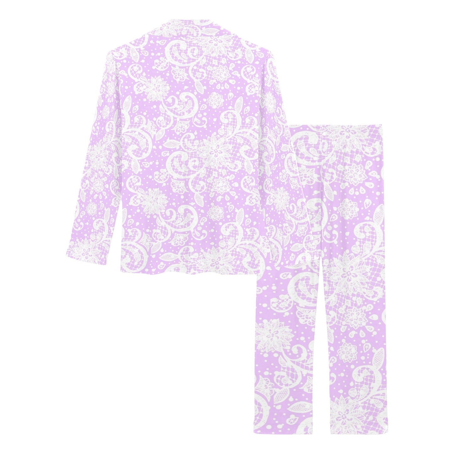 Victorian printed lace pajama set, design 06 Women's Long Pajama Set (Sets 02)
