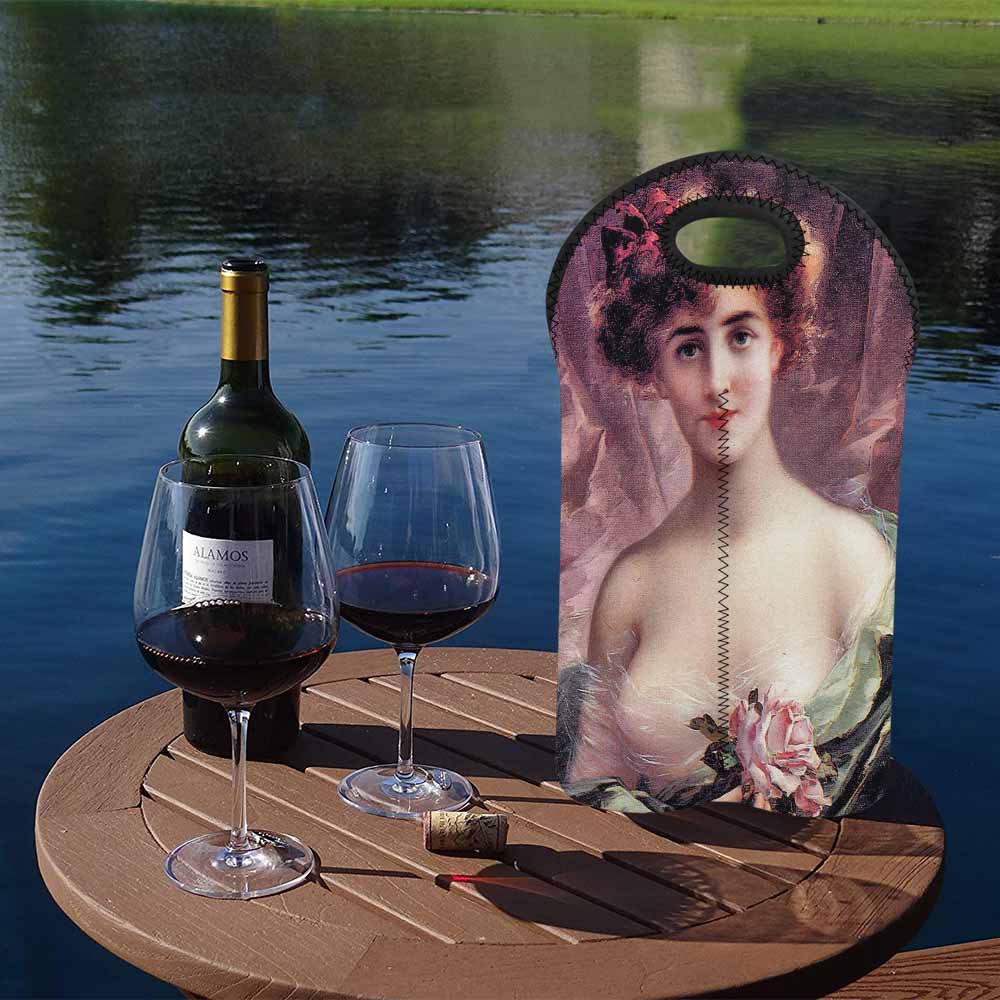 Victorian lady design 2 Bottle wine bag, The Pink Rose
