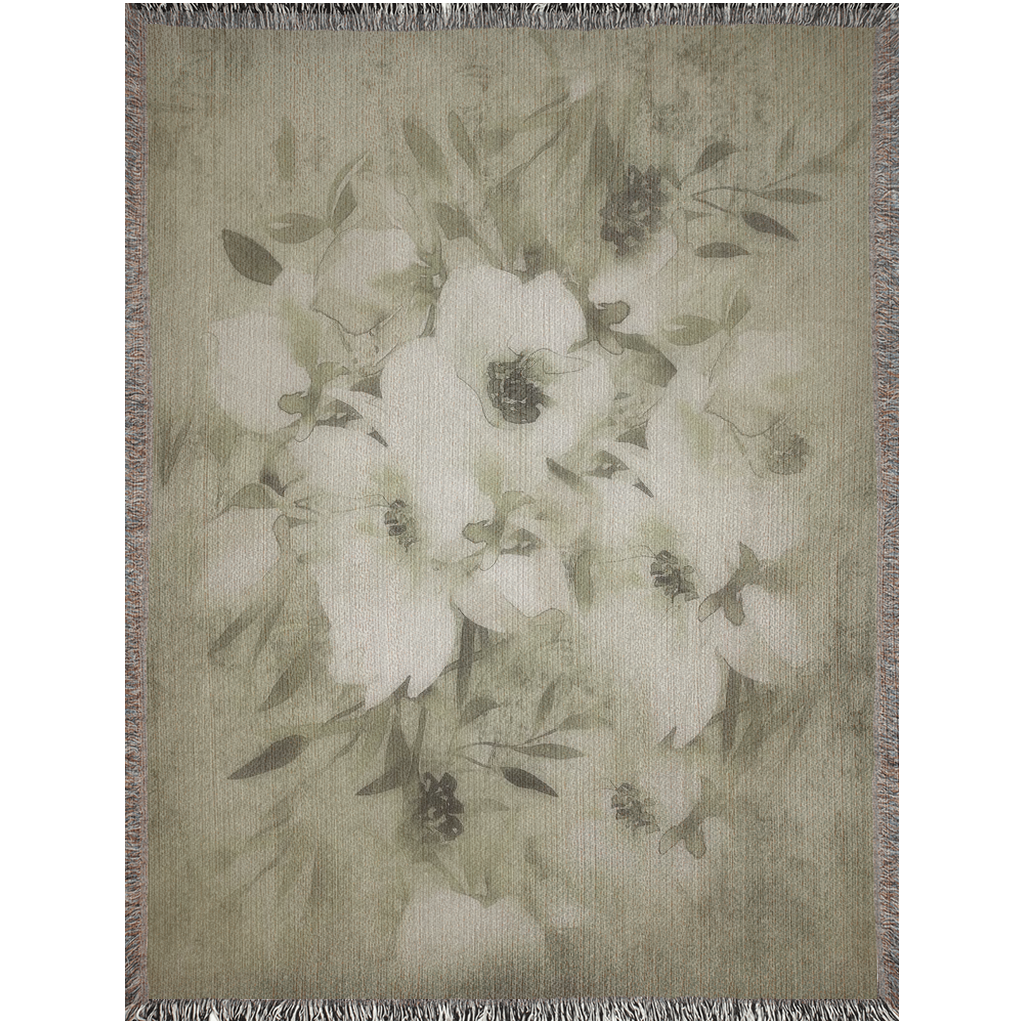 100% cotton Vintage Floral design woven blanket, 50 x 60 or 60 x 80in, Design 03x