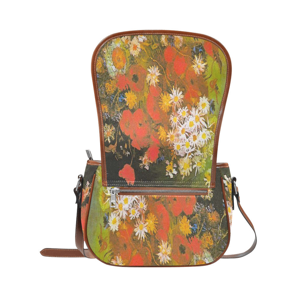 Vintage floral handbag, Design 60 Model 1695341 Saddle Bag/Large (Model 1649)