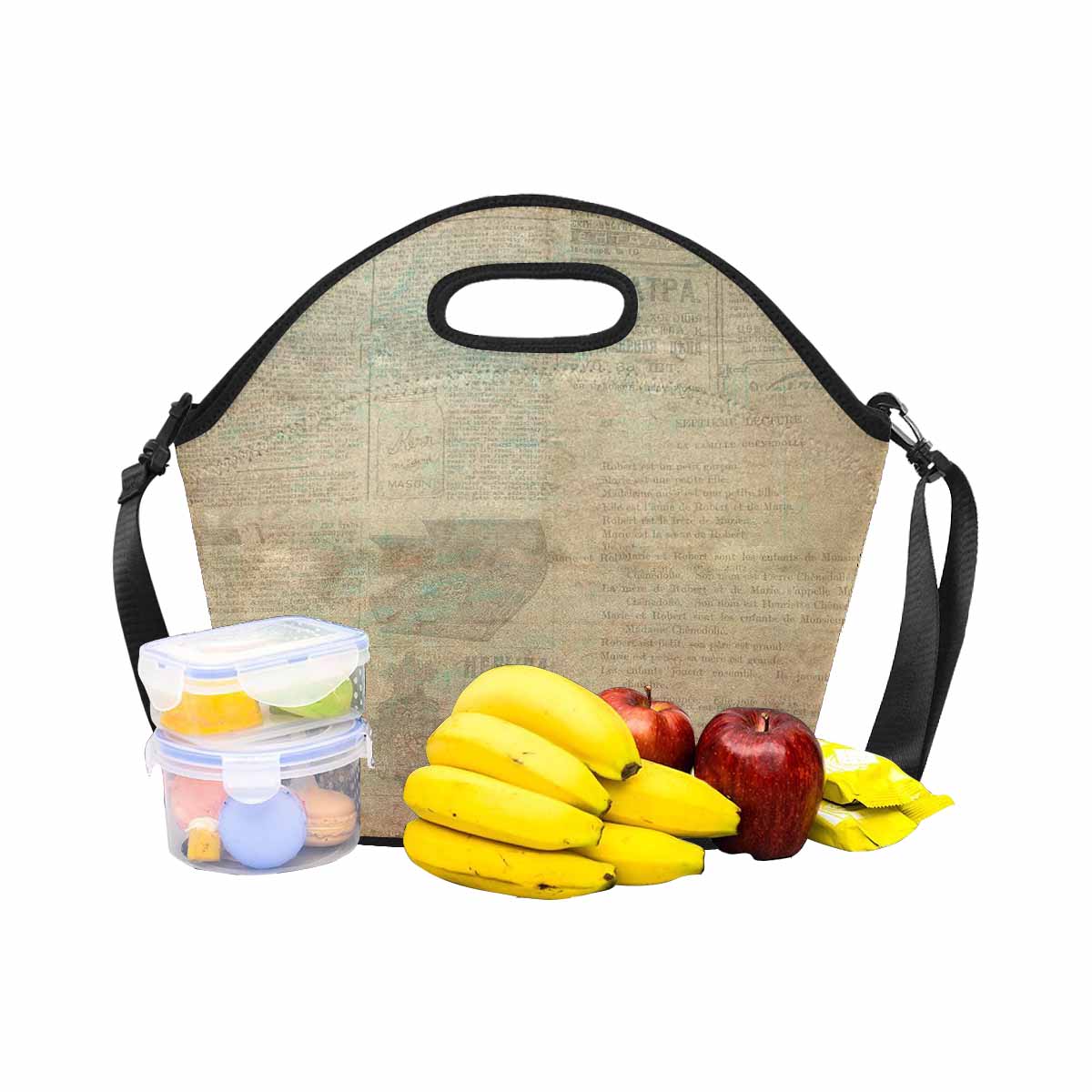 Antique general print, insulated lunch bag, design 24