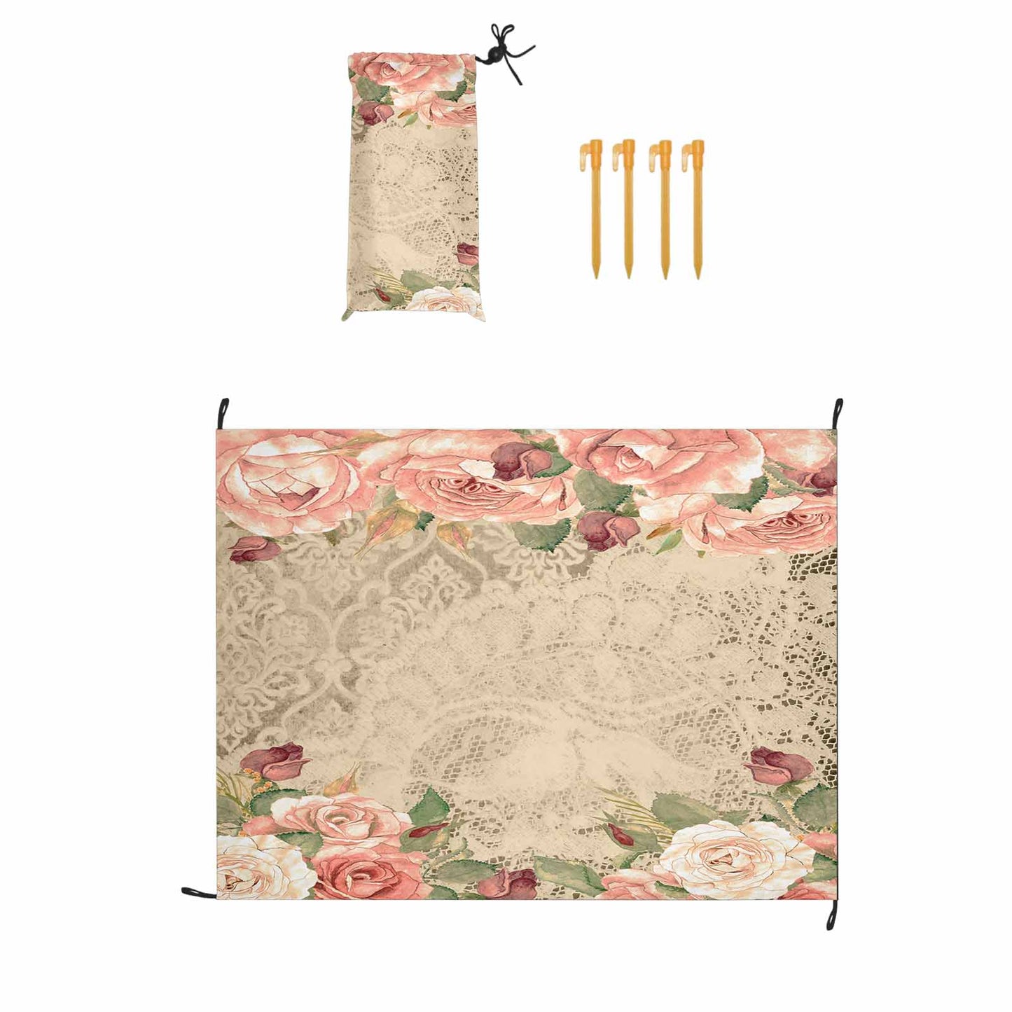 Victorian lace print waterproof picnic mat, 69 x 55in, design 25