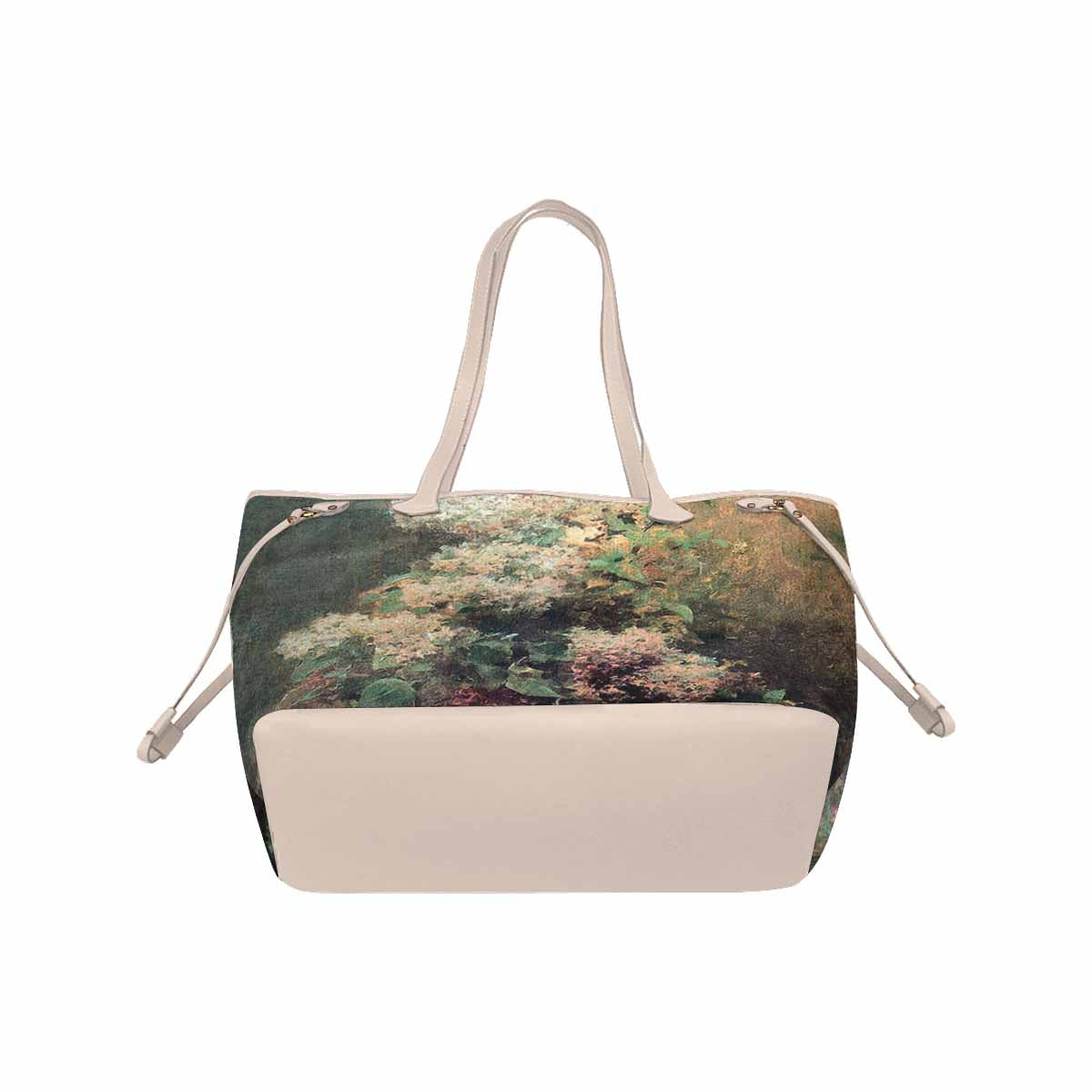 Vintage Floral Handbag, Classic Handbag, Mod 1695361 Design 34 BEIGE/TAN TRIM