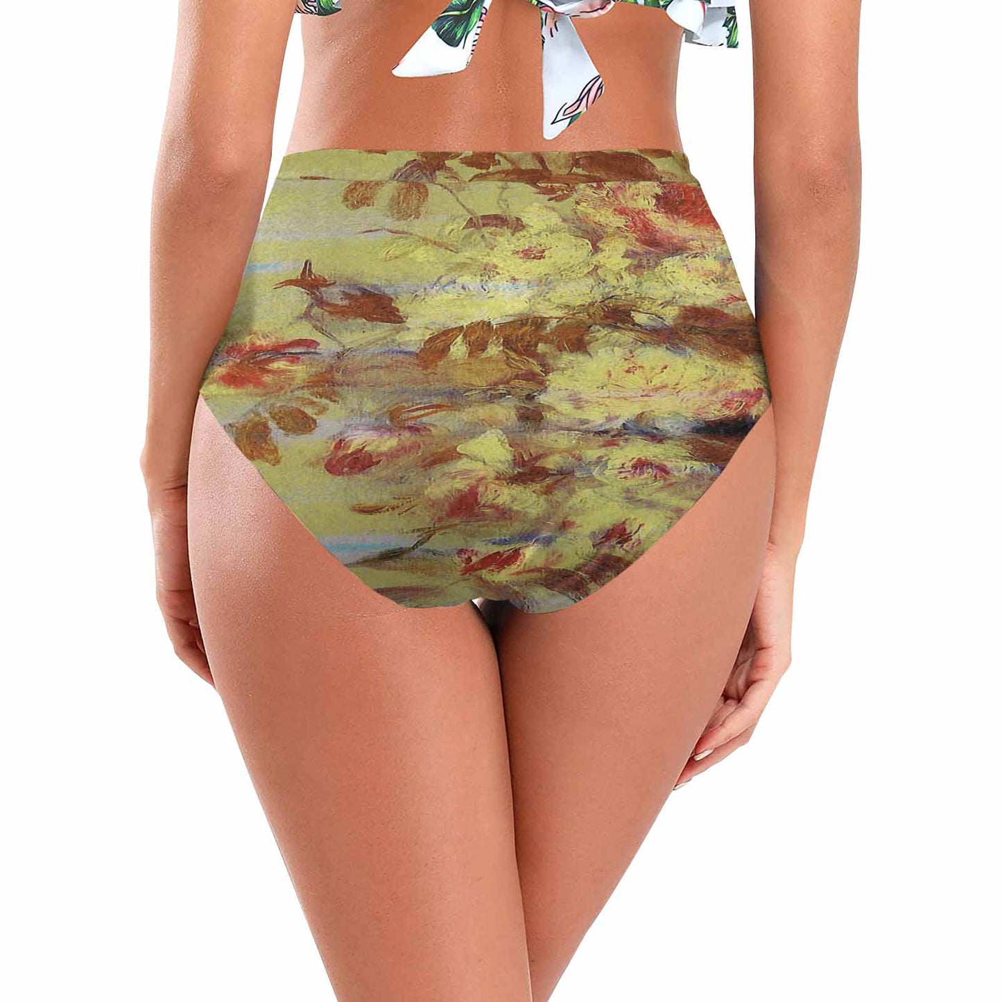 Vintage floral High waist bikini bottom, Design 11