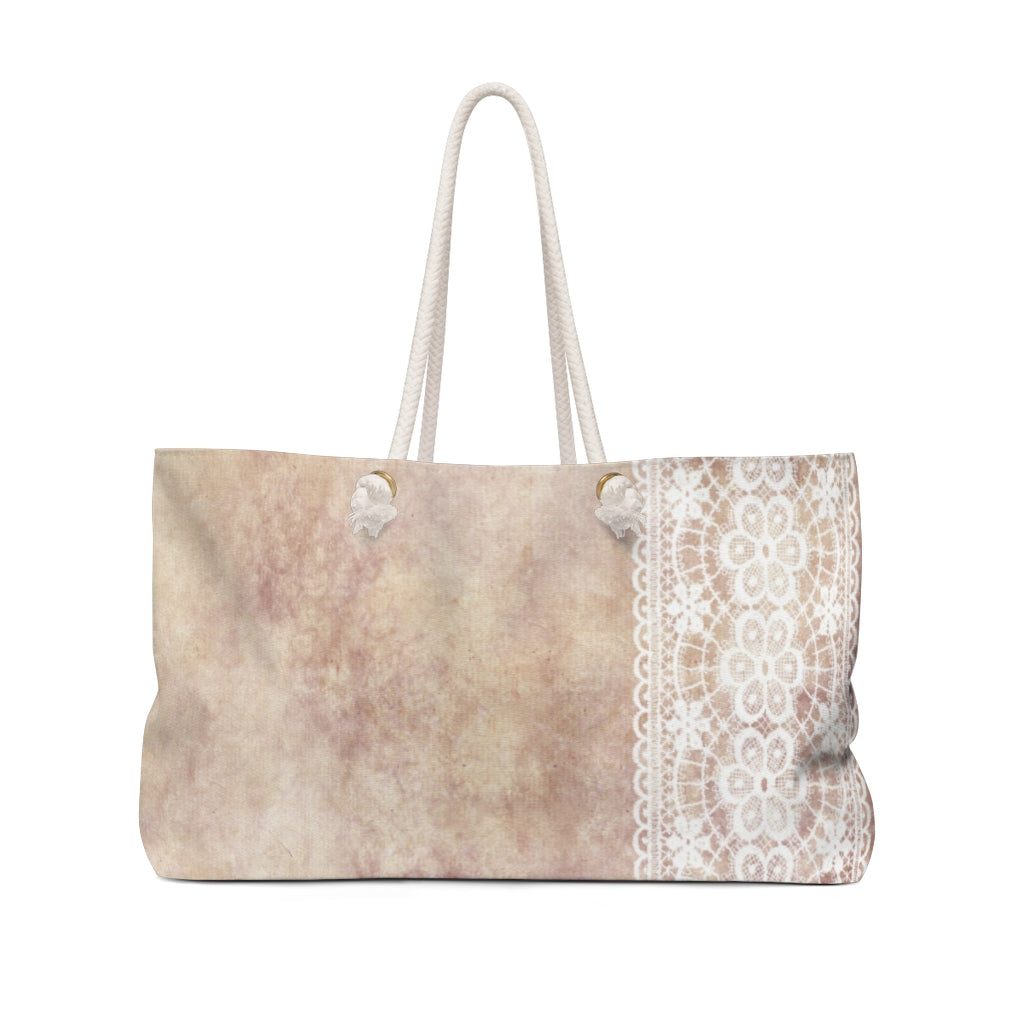 Victorian lace print weekender bag, large, design 35