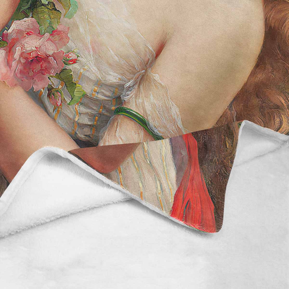 Victorian Lady Design BLANKET, LARGE 60 in x 80 in, Young Lady With Roses