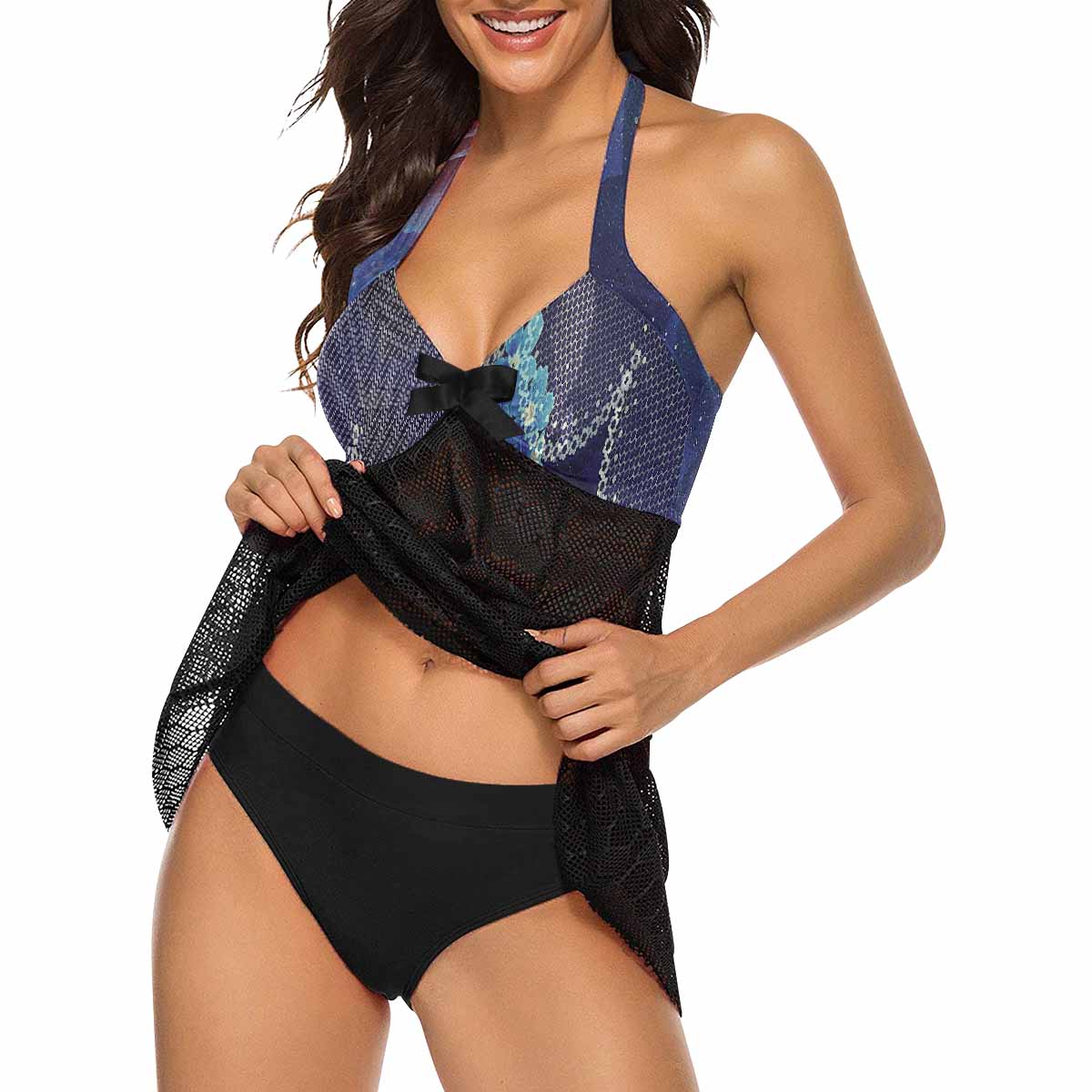 Bikini & cover up top swim wear, Printed Victorian lace design 02