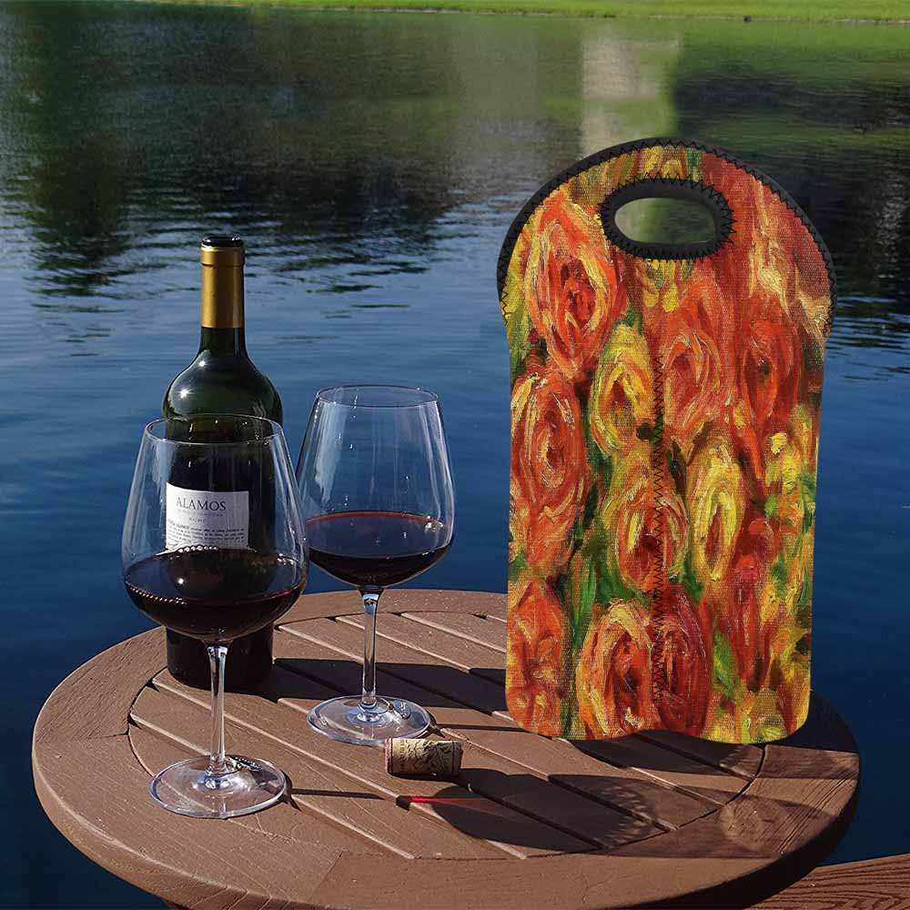Vintage floral 2 bottle wine bag, Design 18