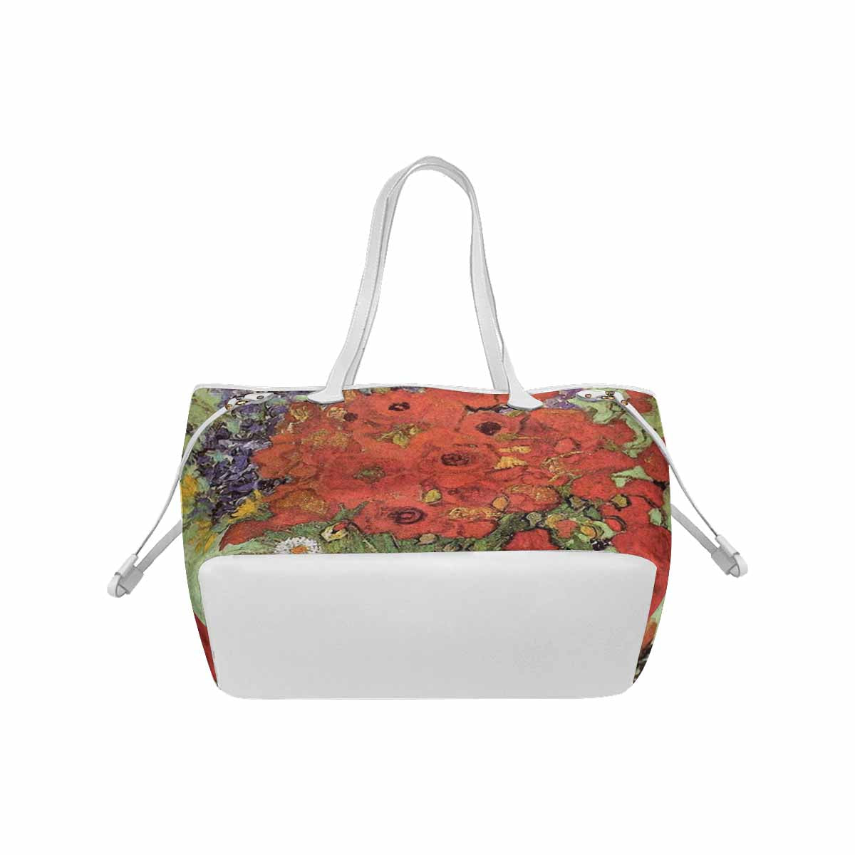 Vintage Floral Handbag, Classic Handbag, Mod 1695361 Design 47, WHITE TRIM