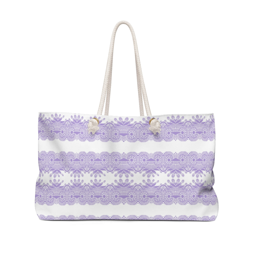 Victorian lace print weekender bag, large, design 07