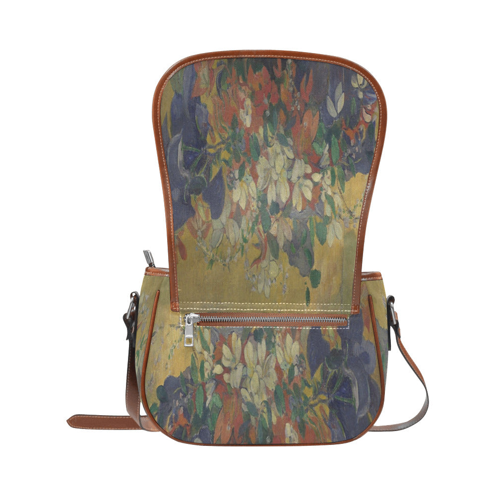 Vintage floral handbag, Design 10 Model 1695341 Saddle Bag/Large (Model 1649)