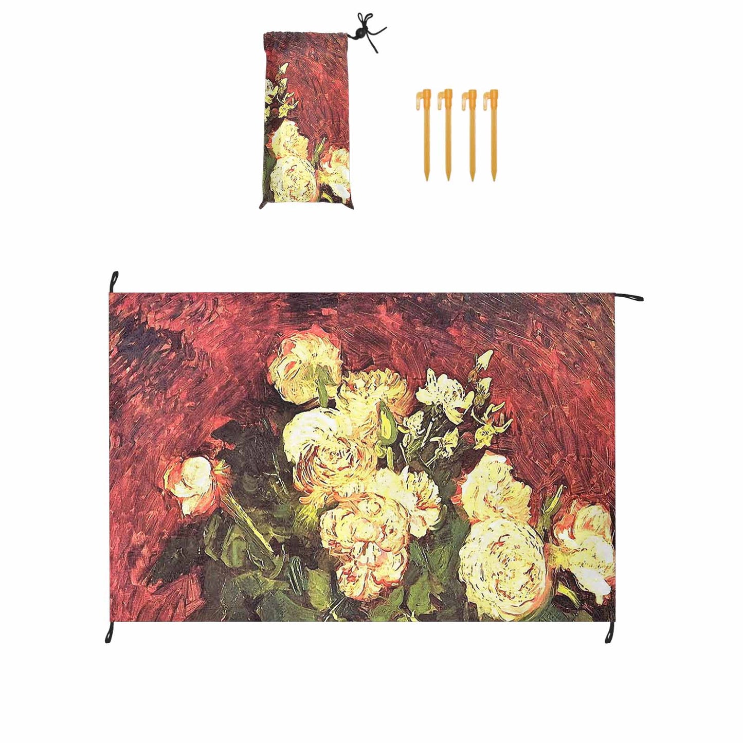 Vintage Floral waterproof picnic mat, 81 x 55in, Design 27