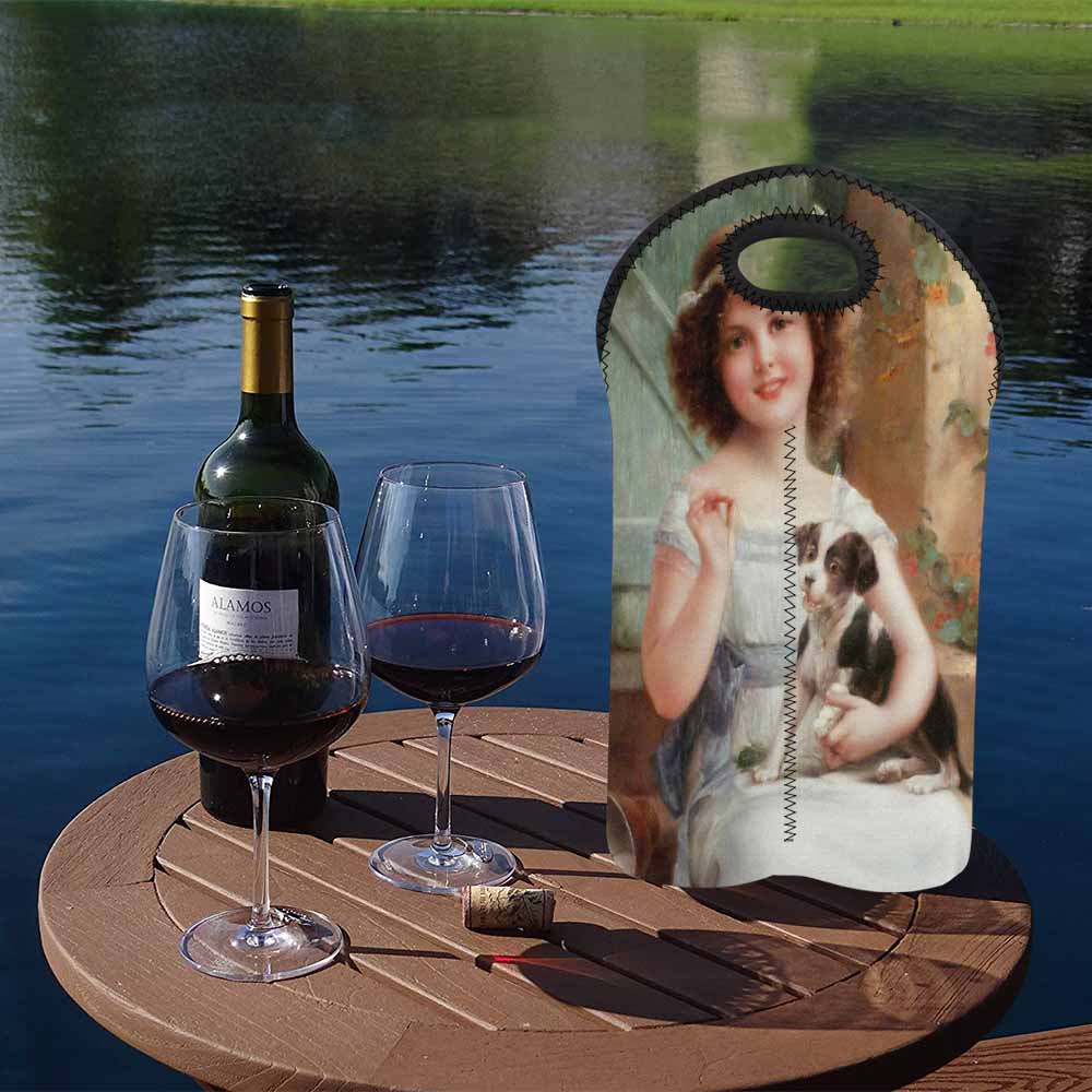 Victorian girl design 2 Bottle wine bag, Waiting for the Vet