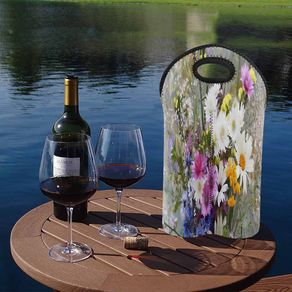 Vintage floral 2 bottle wine bag, Design 02