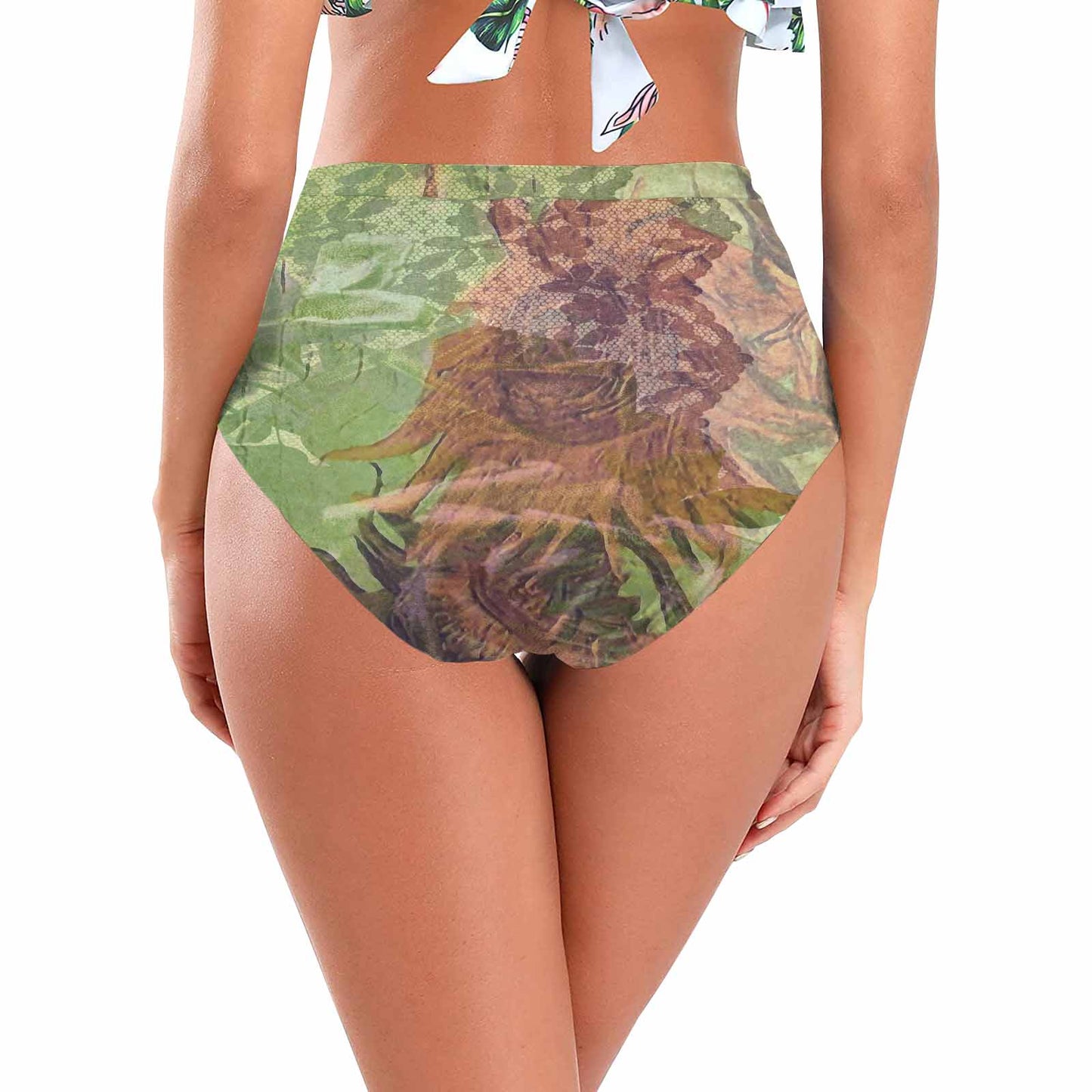 Vintage floral High waist bikini bottom, Design 48xx