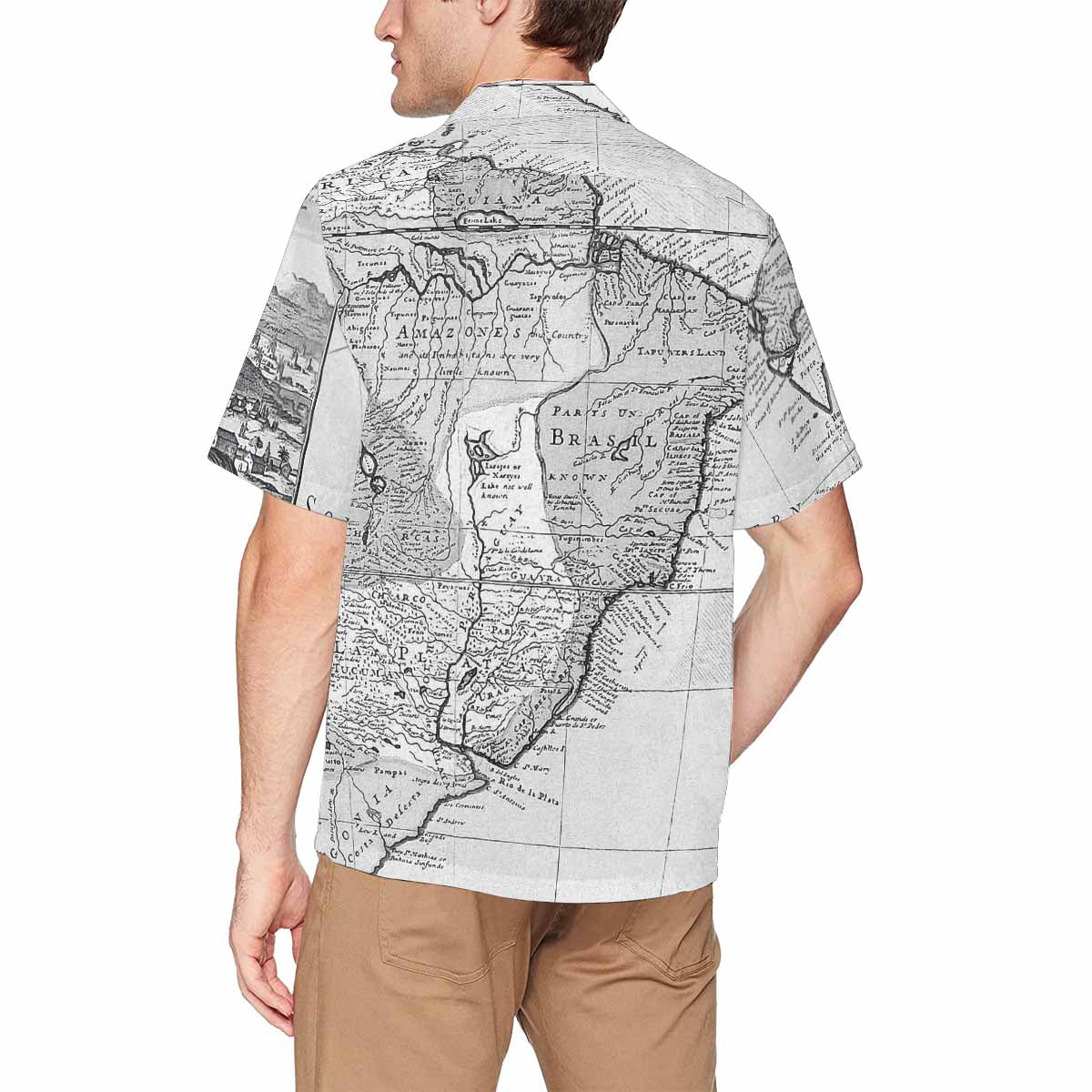 Antique Map design Hawaiian mens shirt, Design 38
