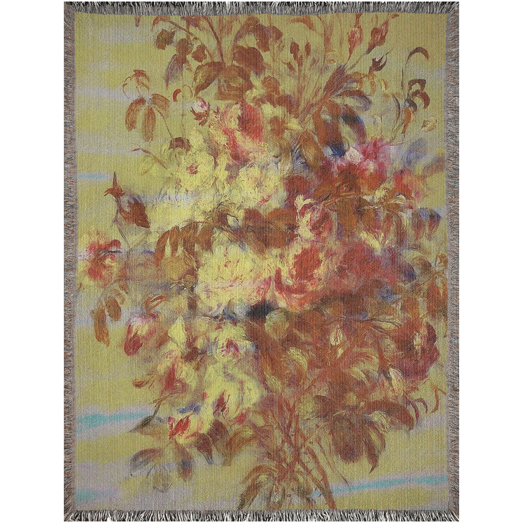 100% cotton Vintage Floral design woven blanket, 50 x 60 or 60 x 80in, Design 11