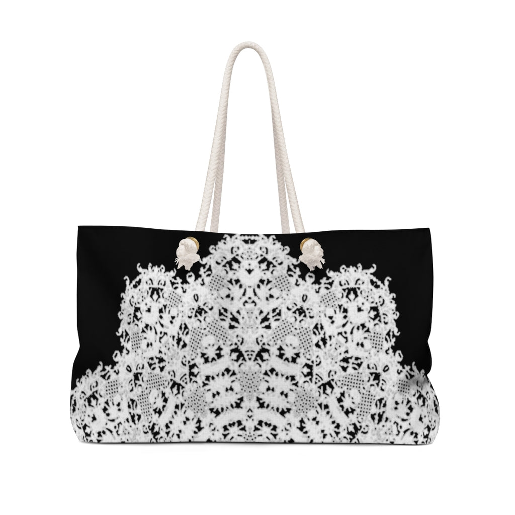 Victorian lace print weekender bag, large, design 50