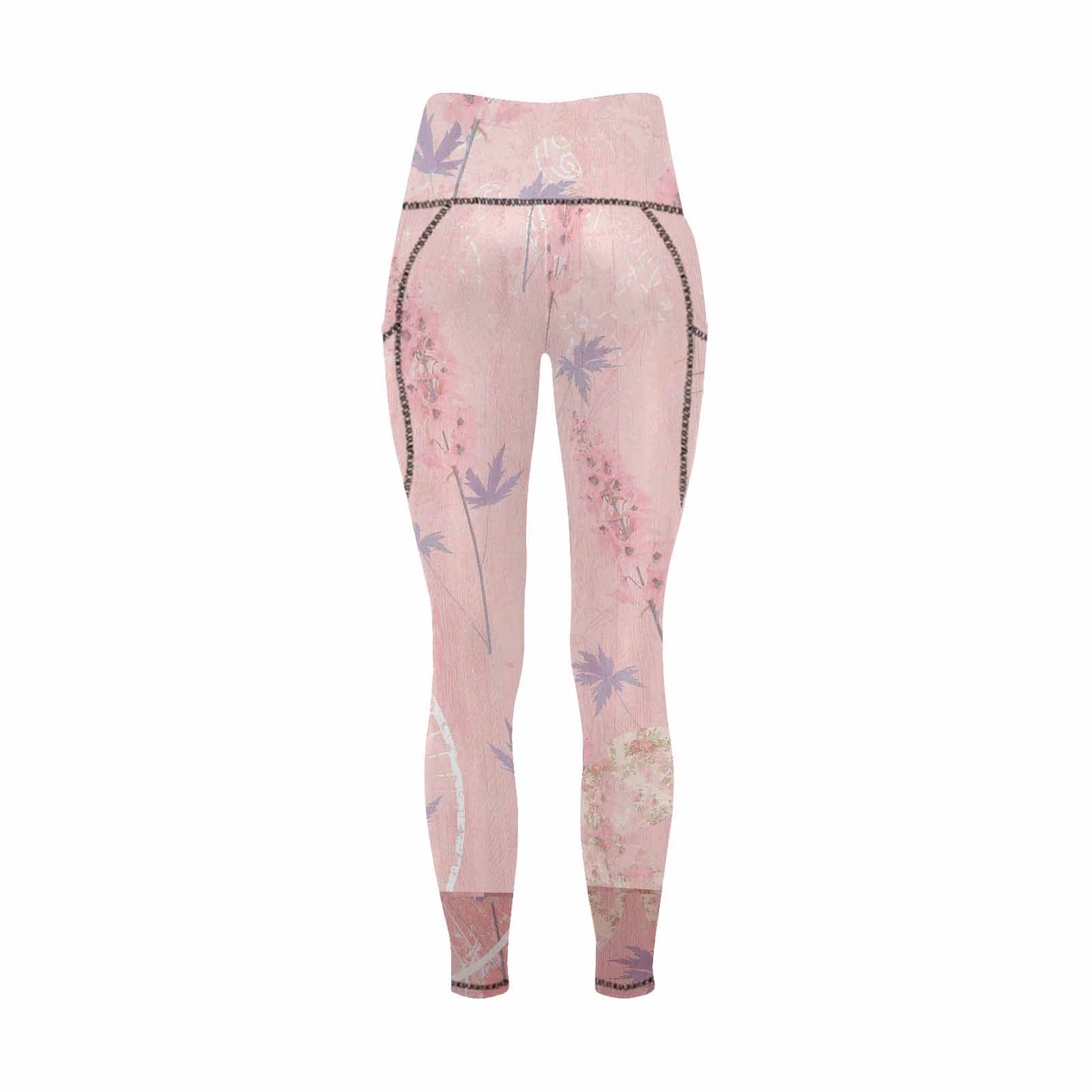 Floral 2, active wear leggings, outside surge, design 65