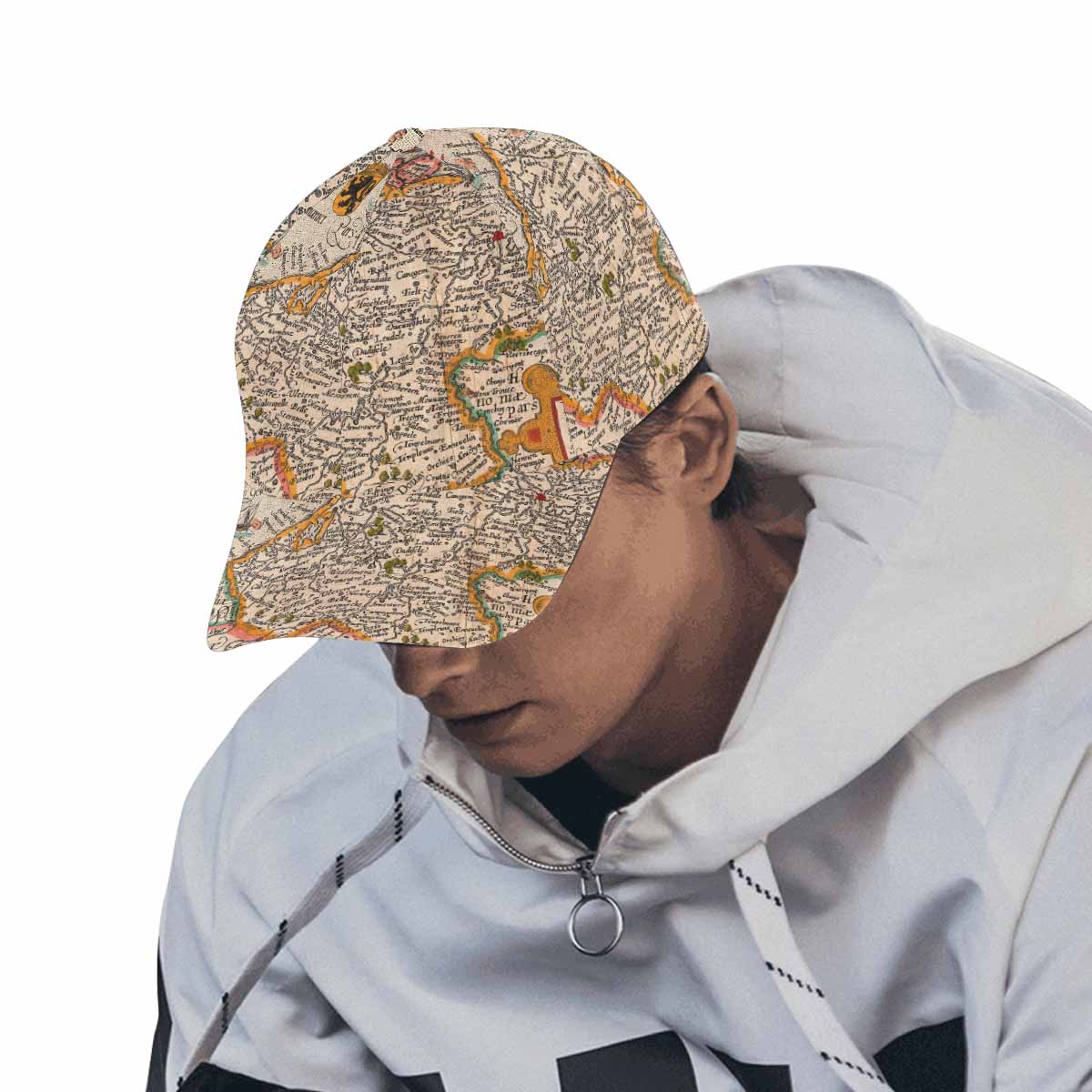 Antique Map design dad cap, trucker hat, Design 12