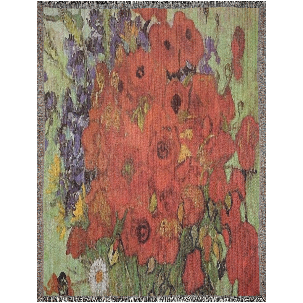 100% cotton Vintage Floral design woven blanket, 50 x 60 or 60 x 80in, Design 47