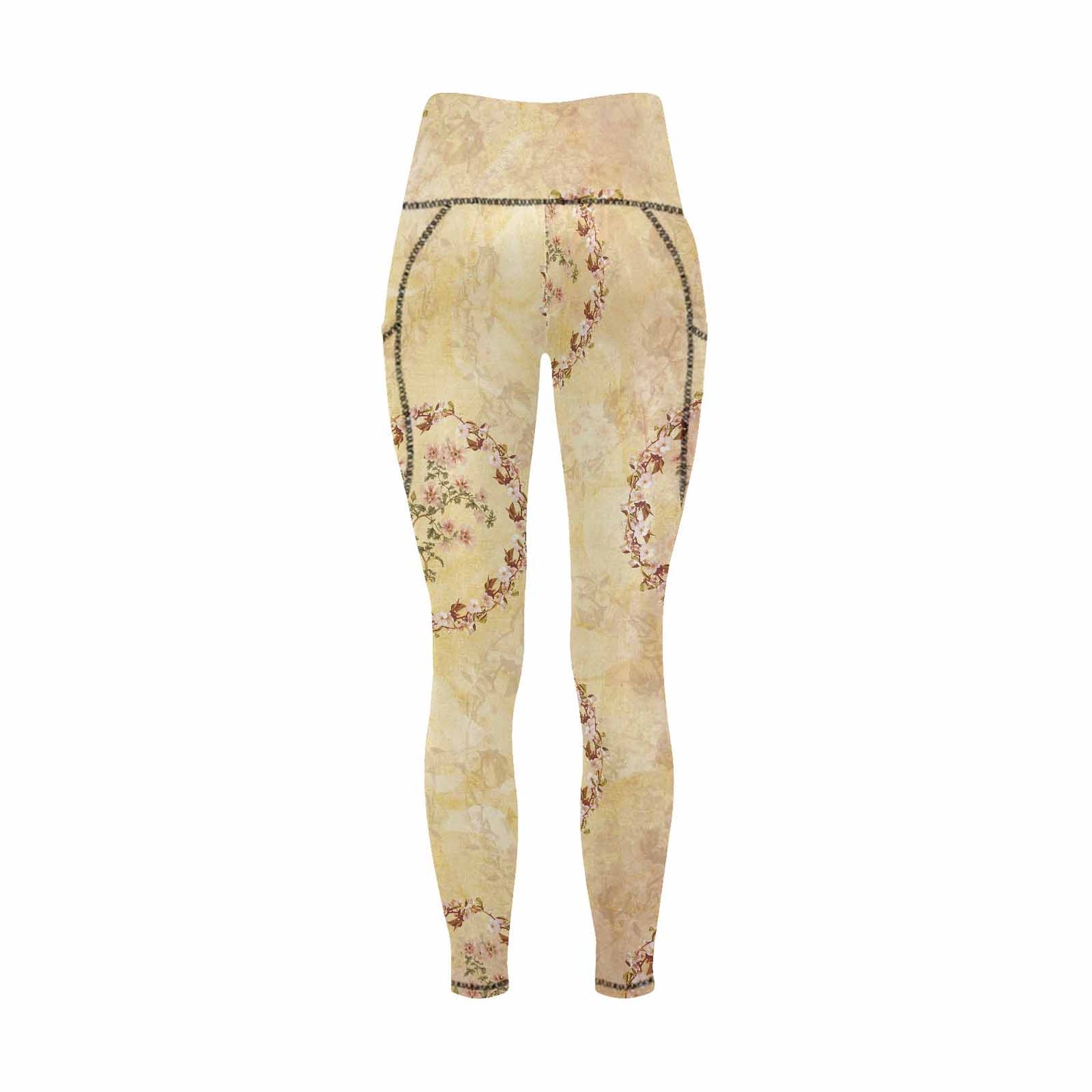 Floral 2, active wear leggings, outside surge, design 66