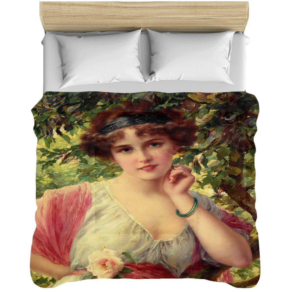 Victorian lady design comforter, twin, twin XL, queen or king, A SUMMER ROSE