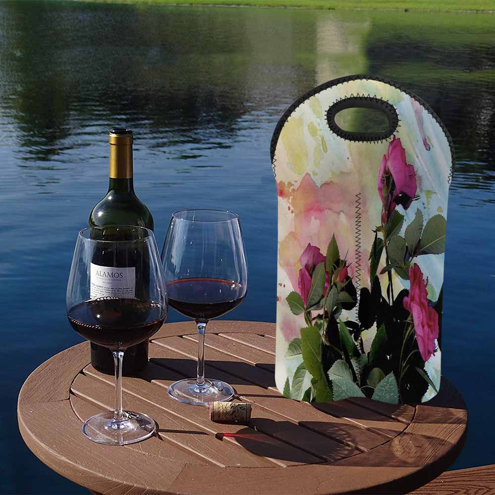 Vintage floral 2 bottle wine bag, Design 21