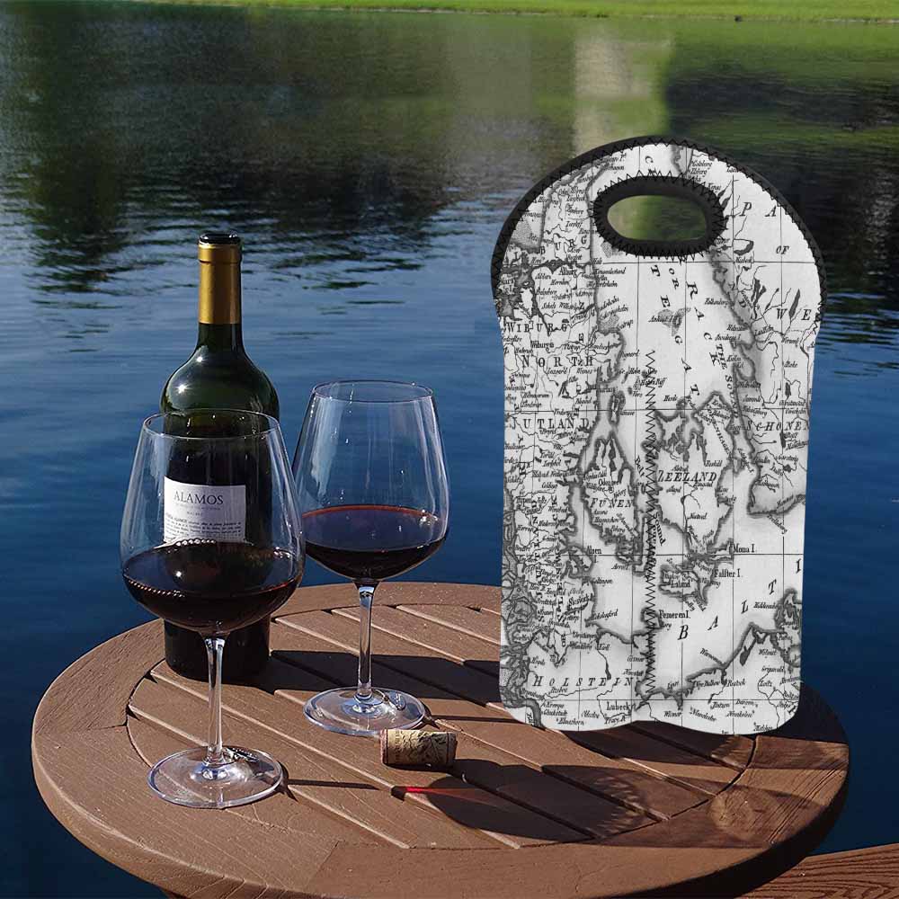 2 Bottle Antique map wine bag,Design 32