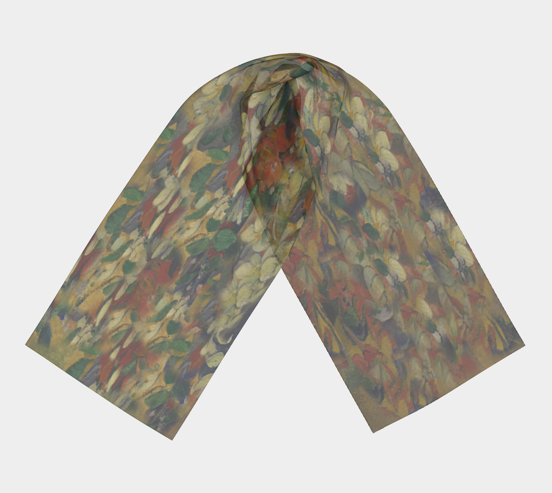 Vintage floral RECTANGLE satin charmeuse scarf, Design 10