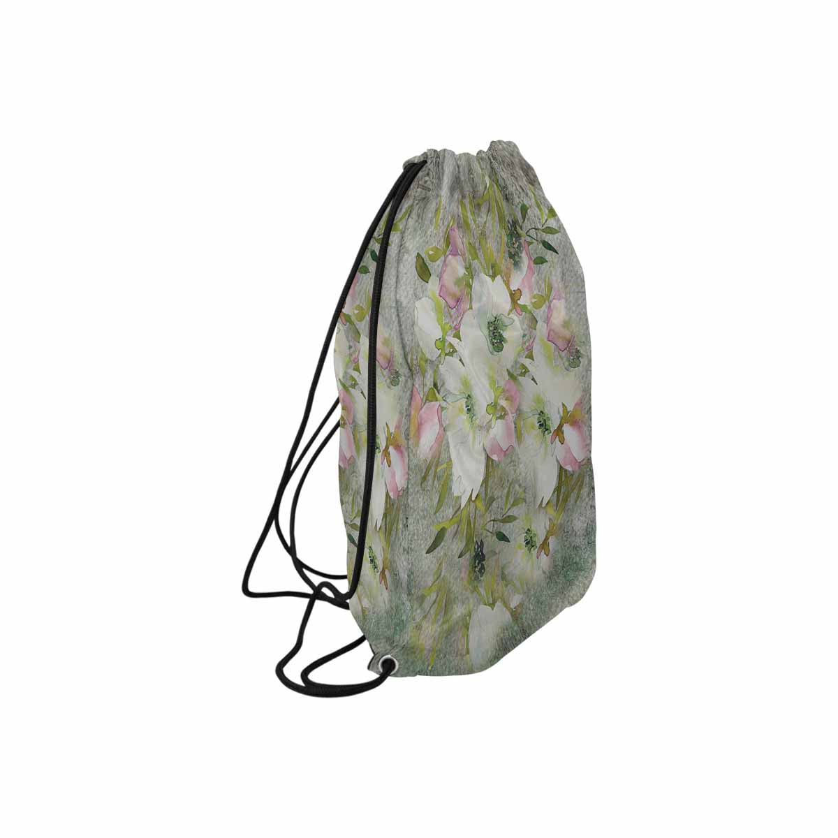 Vintage Floral print, DRAWSTRING BAG, MEDIUM, Design 03