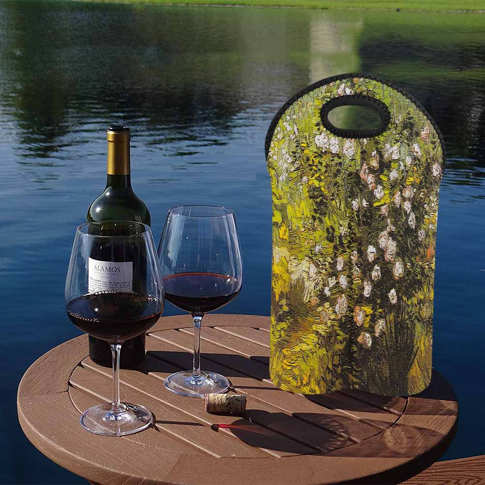 Vintage floral 2 bottle wine bag, Design 05
