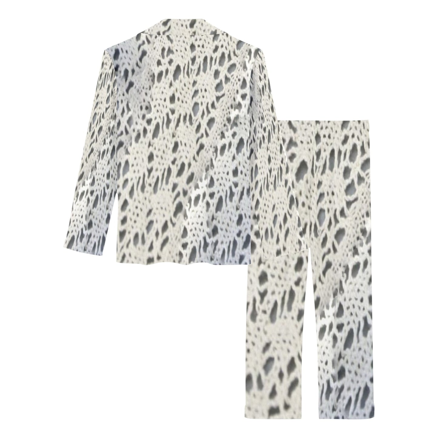 Victorian printed lace pajama set, design 12 Women's Long Pajama Set (Sets 02)