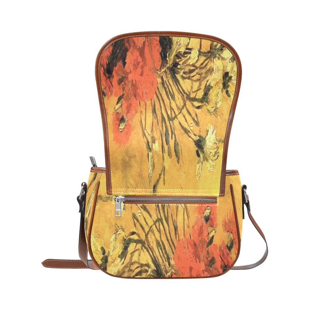 Vintage floral handbag, Design 61 Model 1695341 Saddle Bag/Large (Model 1649)