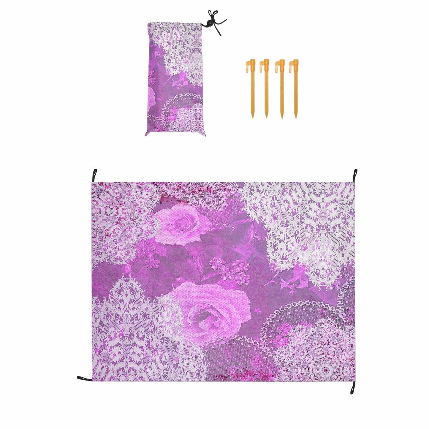 Victorian lace print waterproof picnic mat, 69 x 55in, design 03