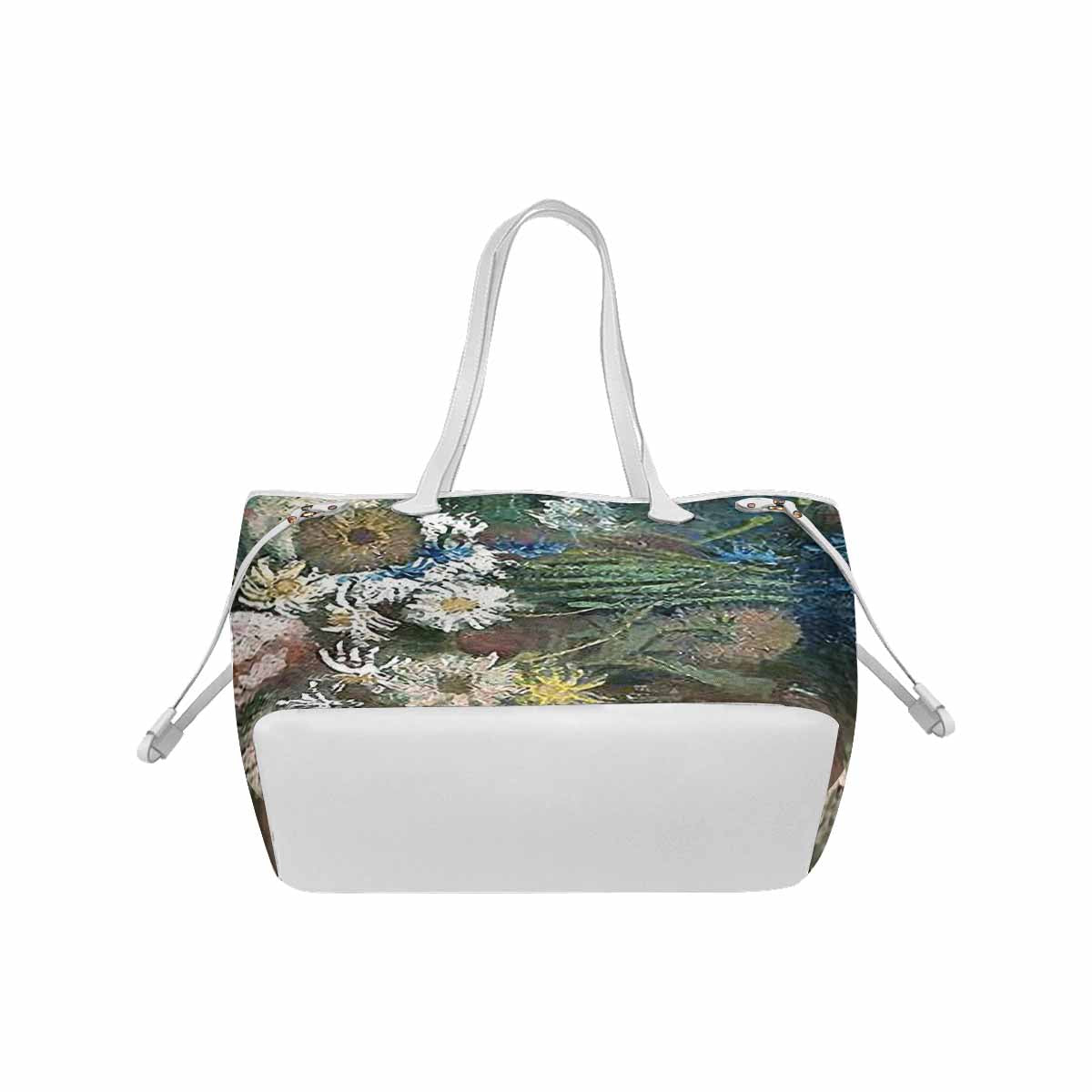 Vintage Floral Handbag, Classic Handbag, Mod 1695361 Design 52 WHITE TRIM