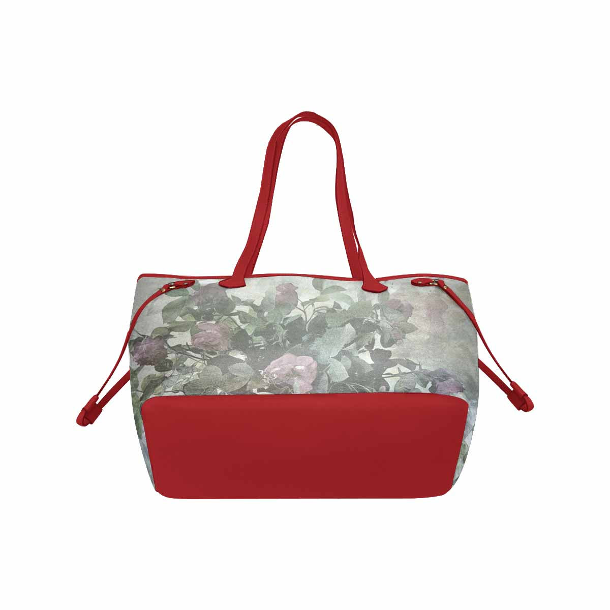 Vintage Floral Handbag, Classic Handbag, Mod 1695361 Design 23, RED TRIM