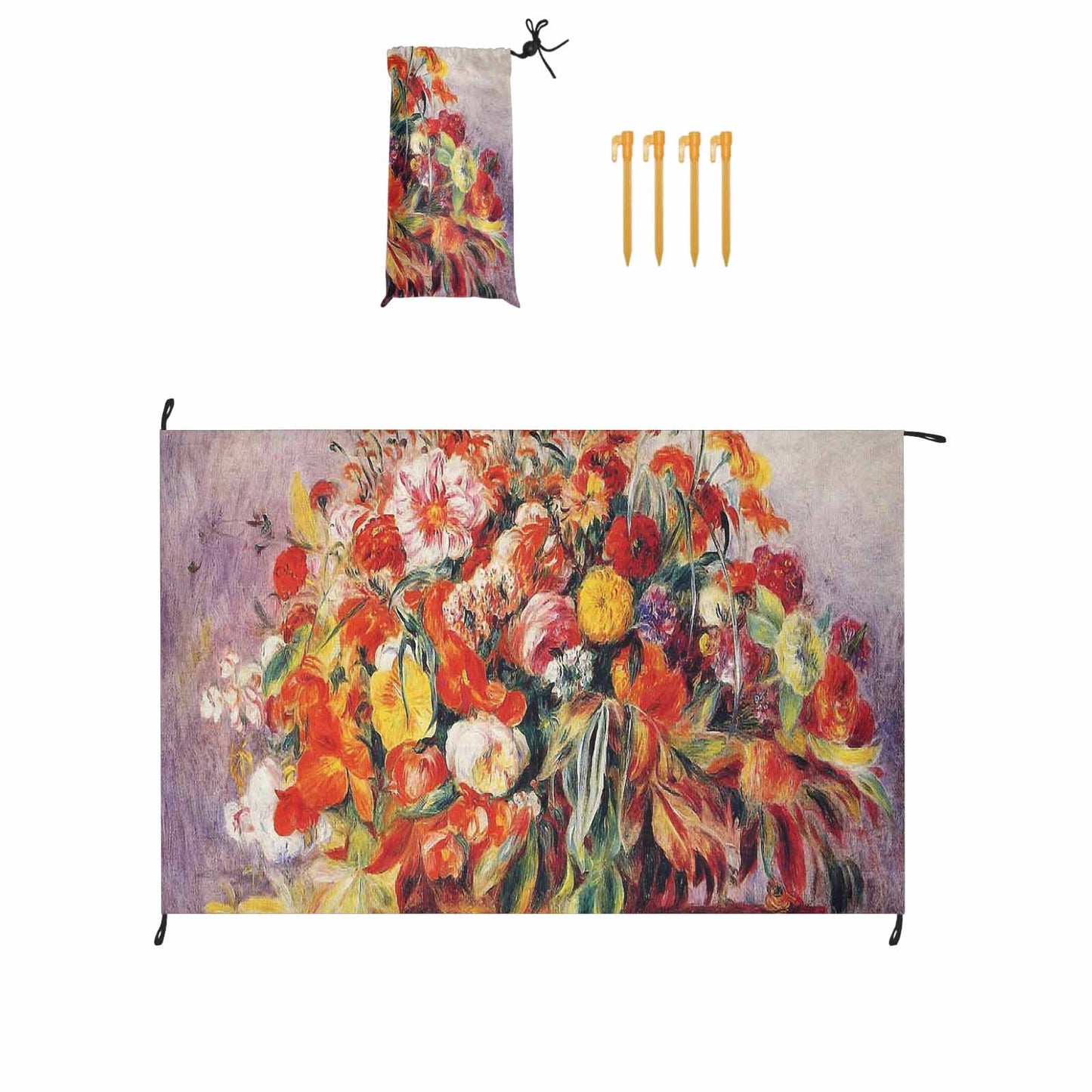 Vintage Floral waterproof picnic mat, 81 x 55in, Design 19
