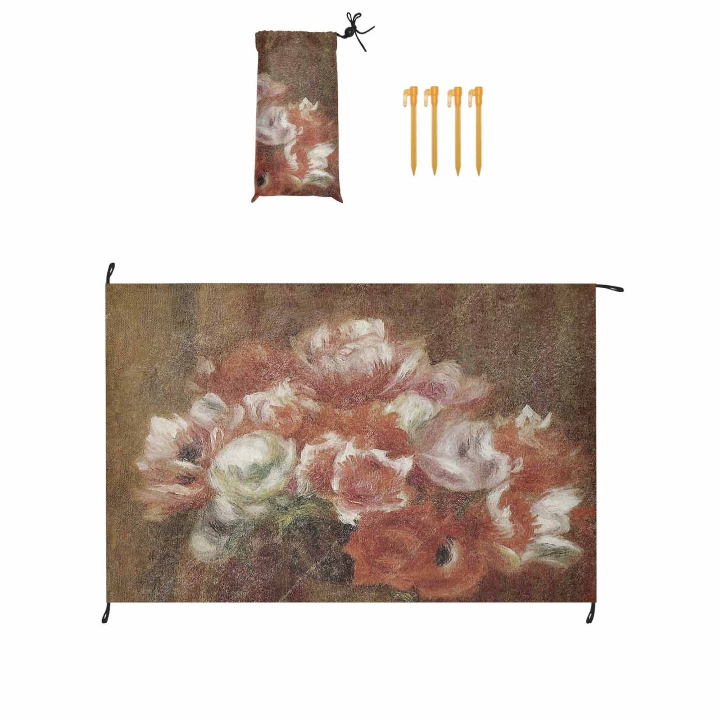 Vintage Floral waterproof picnic mat, 81 x 55in, Design 15