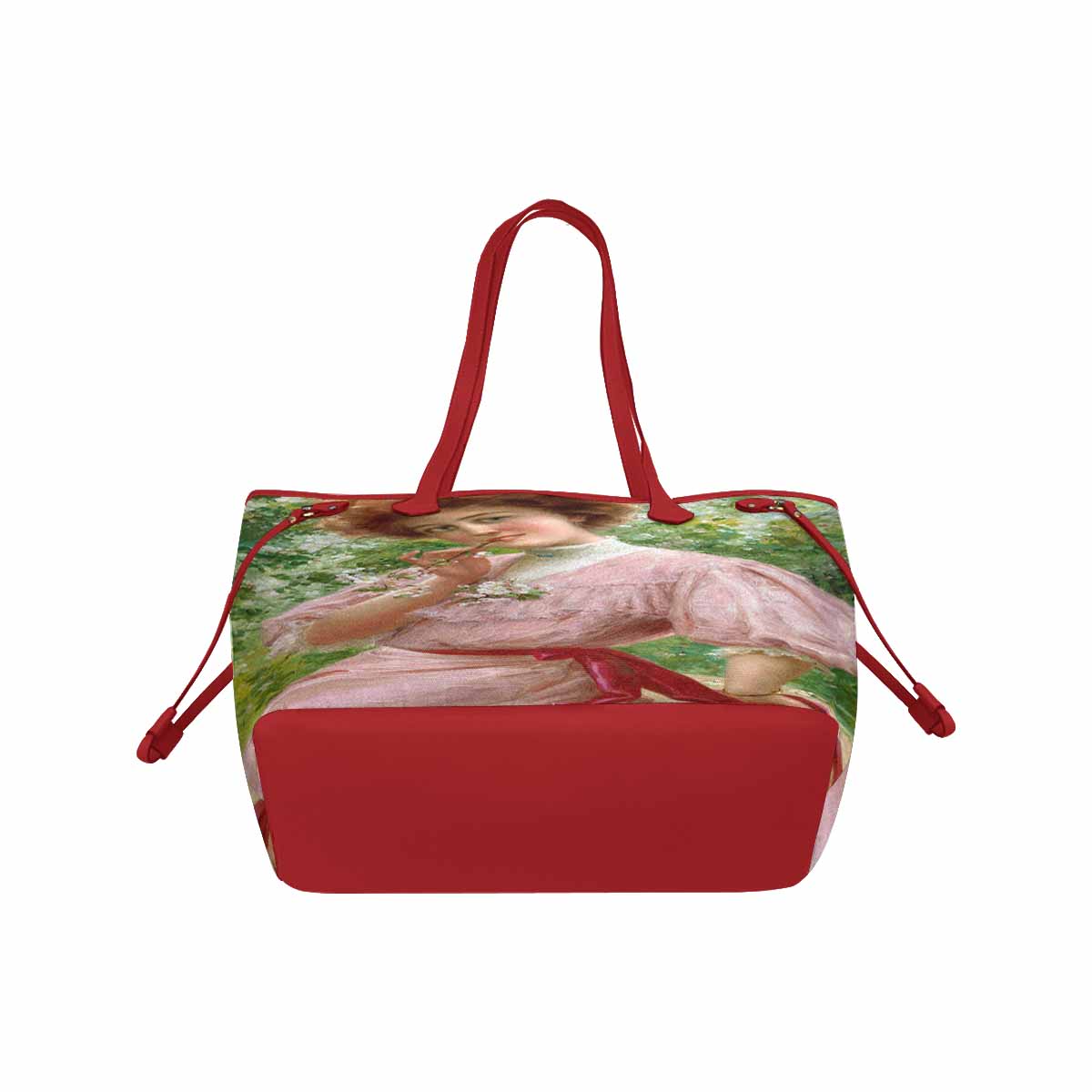 Victorian Lady Design Handbag, Model 1695361, Pretty In Pink, RED TRIM