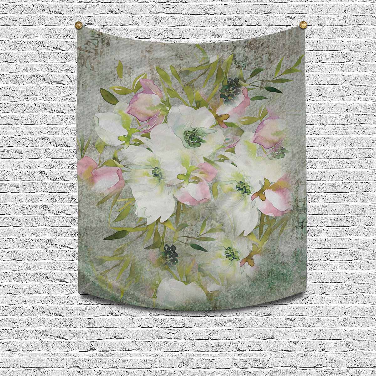 Vintage floral TAPESTRY, MEDIUM 51 in X 60 in, Design 03 C26